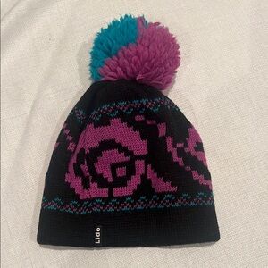 Pom-Pom Beanie - Black and Pink